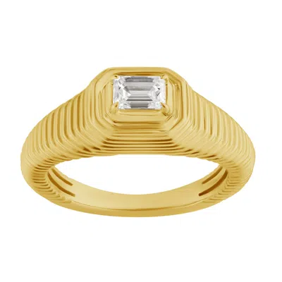 Artisan Women's Gold / White 14k Yellow Gold Emerald Cut Diamond Statement Ring
