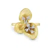 Artisan Women's Gold / White 14k Yellow Gold Floral Ring With Natural Diamonds In Gold