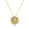 Artisan Women's Gold / White 14k Yellow Gold Flower Pendant With Natural Diamond In Gold