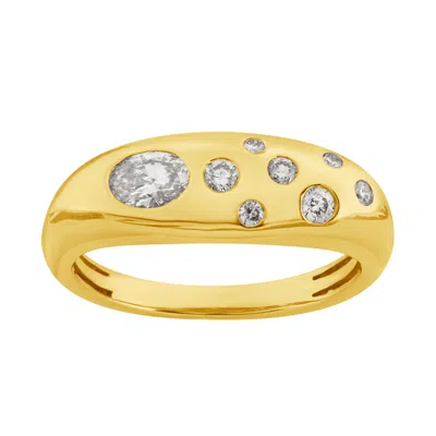 Artisan Women's Gold / White 14k Yellow Gold Flush Set Oval & Round Diamond Ring In Gold/white