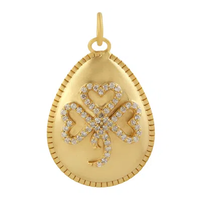 Artisan Women's Gold / White 14k Yellow Gold Heart Drop Pendant With Natural Diamonds