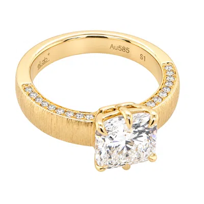 Artisan Women's Gold / White 14k Yellow Gold Lab Grown Diamond Princess Cut Statement Ring In Multi