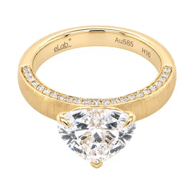Artisan Women's Gold / White 14k Yellow Gold Lab Grown Heart Diamond Statement Ring In Pattern