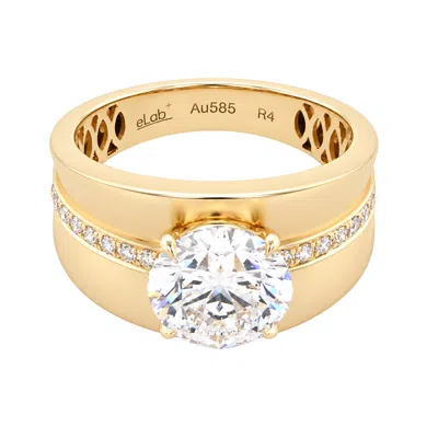 Artisan Women's Gold / White 14k Yellow Gold Lab Grown Round Diamond Statement Ring