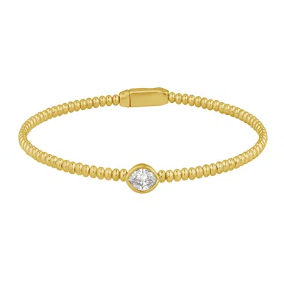 Artisan Women's Gold / White 14k Yellow Gold Marquise Diamond Beaded Bangle Bracelet In Gold/white