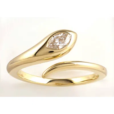 Artisan Women's Gold / White 14k Yellow Gold Marquise Diamond Bypass Ring