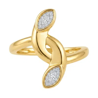 Artisan Women's Gold / White 14k Yellow Gold Marquise Diamond Open Ring In Gold/white