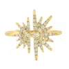 Artisan Women's Gold / White 14k Yellow Gold Micro Pave Diamond Starburst Ring