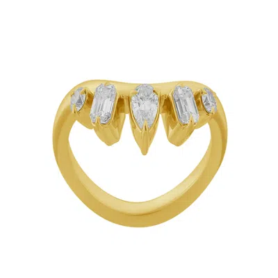 Artisan Women's Gold / White 14k Yellow Gold Mixed Diamond Cluster Ring In Gold/white