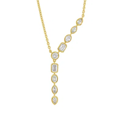 Artisan Women's Gold / White 14k Yellow Gold Multi Shape Diamond Drop Necklace
