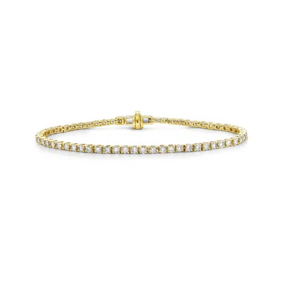 Artisan Women's Gold / White 14k Yellow Gold Natural Diamond Tennis Bracelet