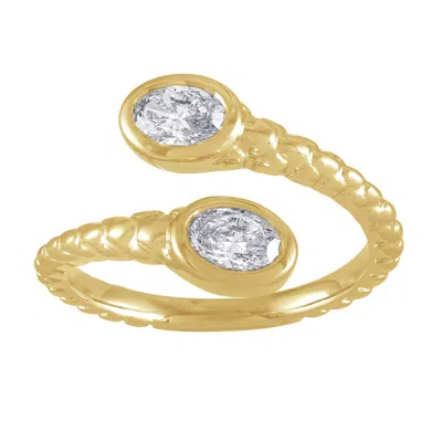 Artisan Women's Gold / White 14k Yellow Gold Oval Diamond Open Wrap Ring In Gold/white