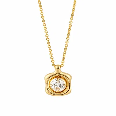 Artisan Women's Gold / White 14k Yellow Gold Oval Diamond Pendant Necklace In Gold/white