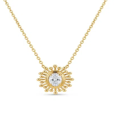 Artisan Women's Gold / White 14k Yellow Gold Oval Diamond Sunburst Pendant Necklace In Gold/white