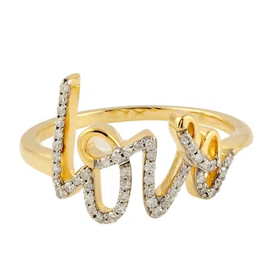 Artisan Women's Gold / White 14k Yellow Gold Pave Diamond "love" Alphabet Ring