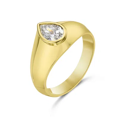 Artisan Women's Gold / White 14k Yellow Gold Pear-cut Lab-grown Diamond Solitaire Ring