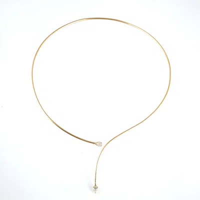 Artisan Women's Gold / White 14k Yellow Gold Pear Diamond Open Torque Necklace