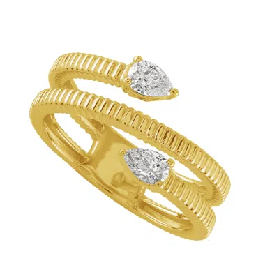 Artisan Women's Gold / White 14k Yellow Gold Pear Diamond Open Wrap Ring
