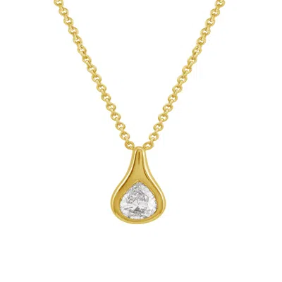 Artisan Women's Gold / White 14k Yellow Gold Pear Diamond Teardrop Pendant Necklace In Gold/white