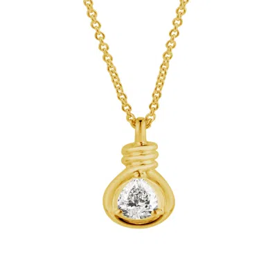 Artisan Women's Gold / White 14k Yellow Gold Pear-shaped Diamond Twisted Bail Pendant Necklace In Gold/white