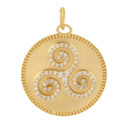 Artisan Women's Gold / White 14k Yellow Gold Pendant With Diamond Triskelion Design