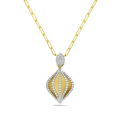 Artisan Women's Gold / White 14k Yellow Gold Pendant With Marquise Cut Diamond