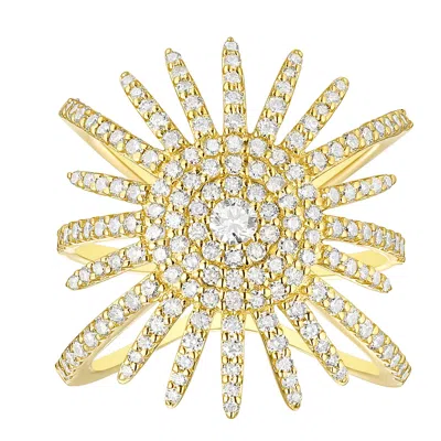 Artisan Women's Gold / White 14k Yellow Gold Sunburst Diamond Cocktail Ring