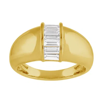Artisan Women's Gold / White 14k Yellow Gold Tapered Baguette Diamond Dome Ring
