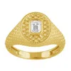 Artisan Women's Gold / White 14k Yellow Gold Textured Emerald-cut Diamond Signet Ring In Gold