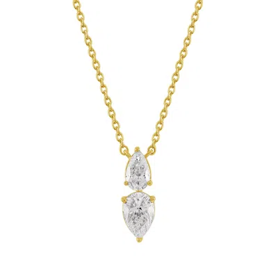 Artisan Women's Gold / White 14k Yellow Gold Two-stone Pear Diamond Pendant Necklace