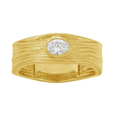 Artisan Women's Gold / White 14k Yellow Gold With Natural Diamond Band Ring