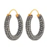 Artisan Women's Gold / White 14kt Yellow Gold Micro Pave Diamond Hoop Earrings In Multi