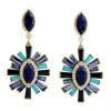 Artisan Women's Gold / White 18k Gold Baguette Multi-gemstone & Diamond Dangle Earrings In Blue