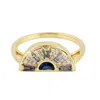 Artisan Women's Gold / White 18k Yellow Gold Baguette-cut Mixed Gemstone & Diamond Sunrise Ring In Gold