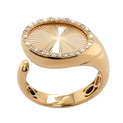 Artisan Women's Gold / White 18k Yellow Gold Diamond Sunburst Halo Open Ring