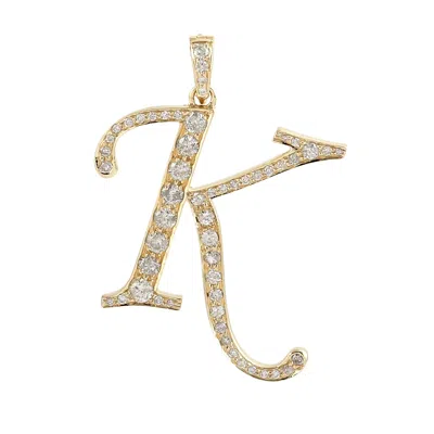 Artisan Women's Gold / White 18k Yellow Gold Pave Diamond Initial "k" Pendant – Elegant Personalized Charm
