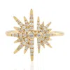 Artisan Women's Gold / White 18k Yellow Gold Pavé Diamond Starburst Ring – Statement Designer Jewelry For He In Multi