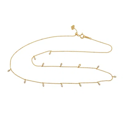 Artisan Women's Gold / White 18k Yellow Gold With Diamond Necklace Handmade Jewelry