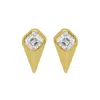 Artisan Women's Gold / White Asscher Cut Diamond Spike Stud Earrings In 14k Yellow Gold
