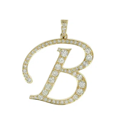 Artisan Women's Gold / White "b" Initial Alphabet Pendant Natural Diamond In Yellow Gold