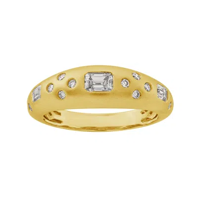Artisan Women's Gold / White Baguette & Round Cut Diamond Band Ring In 14kt Yellow Gold Fine Jewelry In Multi
