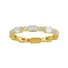 Artisan Women's Gold / White Baguette & Round Cut Diamond Eternity Band Ring In 14kt Gold In Multi