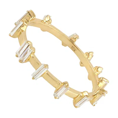 Artisan Women's Gold / White Baguette Cut Diamond Band Ring In 18k Yellow Gold