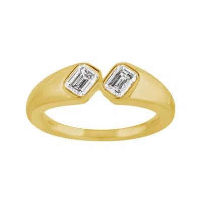 Artisan Women's Gold / White Baguette Cut Diamond Designer Band Ring In 14kt Gold In Multi