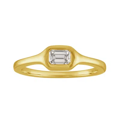 Artisan Women's Gold / White Baguette Cut Diamond Solitaire Ring In 14kt Solid Gold In Multi