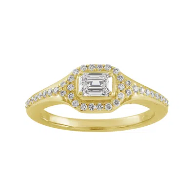 Artisan Women's Gold / White Baguette Cut Diamond Solitaire Ring In 14kt Yellow Gold Fine Jewelry In Multi