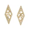 Artisan Women's Gold / White Baguette Cut Diamond Stud Earrings In 18k Yellow Gold In Multi