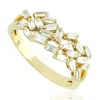 Artisan Women's Gold / White Baguette Cut Natural Diamond Band Ring In Yellow Gold