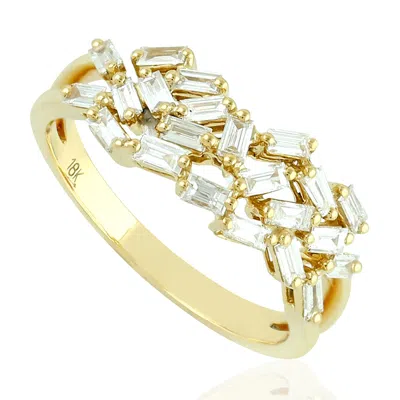 Artisan Women's Gold / White Baguette Cut Natural Diamond Band Ring In Yellow Gold In Multi