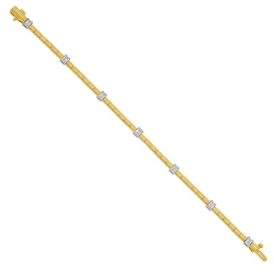 Artisan Women's Gold / White Baguette Diamond Fixed And Flexible Bracelet In Yellow & Gold
